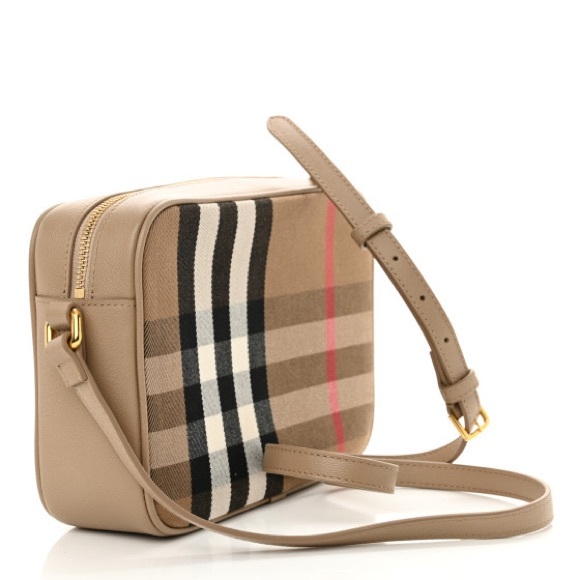 Burberry Authentic Crossbody Bag Leather House Check Small Camera Pouch $1050 - Picture 2 of 13